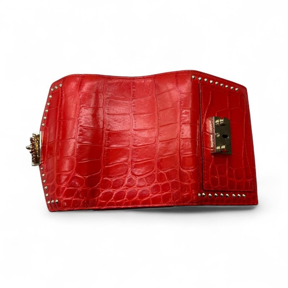MCM Red Crocodile-Embossed Mini Wallet - Picture 7 of 9